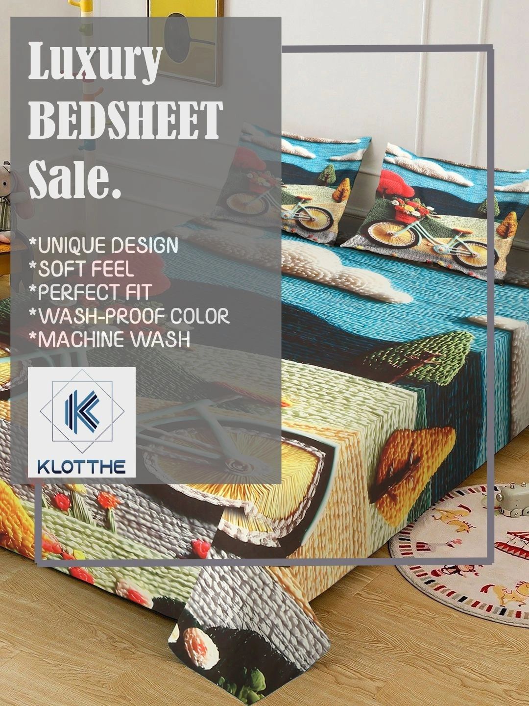 Moda Rapido X KLOTTHE Blue & Red 400 TC King Bedsheet with 2 Pillow Covers