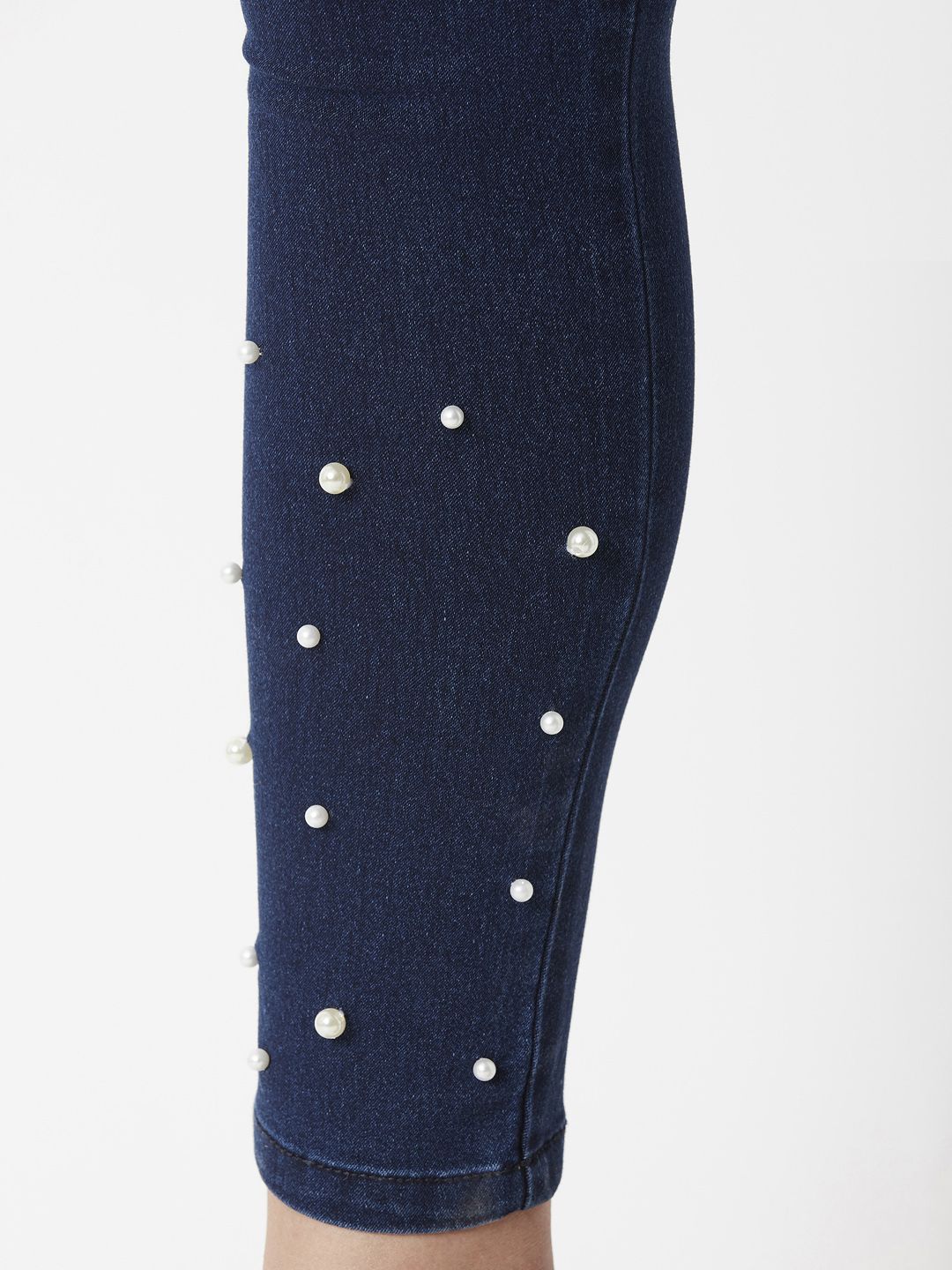 Miss Chase Navy Blue Super Skinny Fit Denim-Look Jeggings