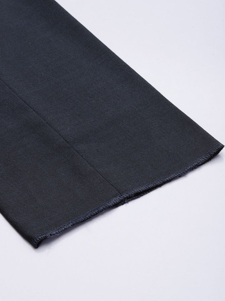 Raymond Men Navy Blue Textured Mid-Rise Slim Fit Trousers