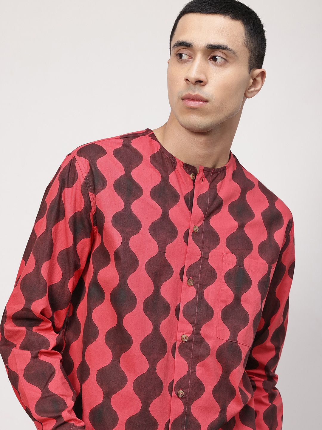ether Artisan Pure Cotton Hand Block Printed Relaxed Fit Shirt