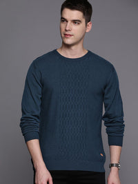 Raymond Men Teal Blue Cable Knit Pullover