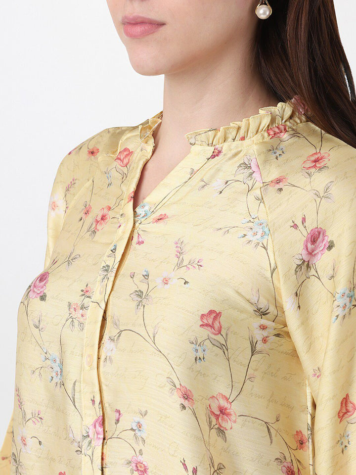 AND Yellow Floral Print Top