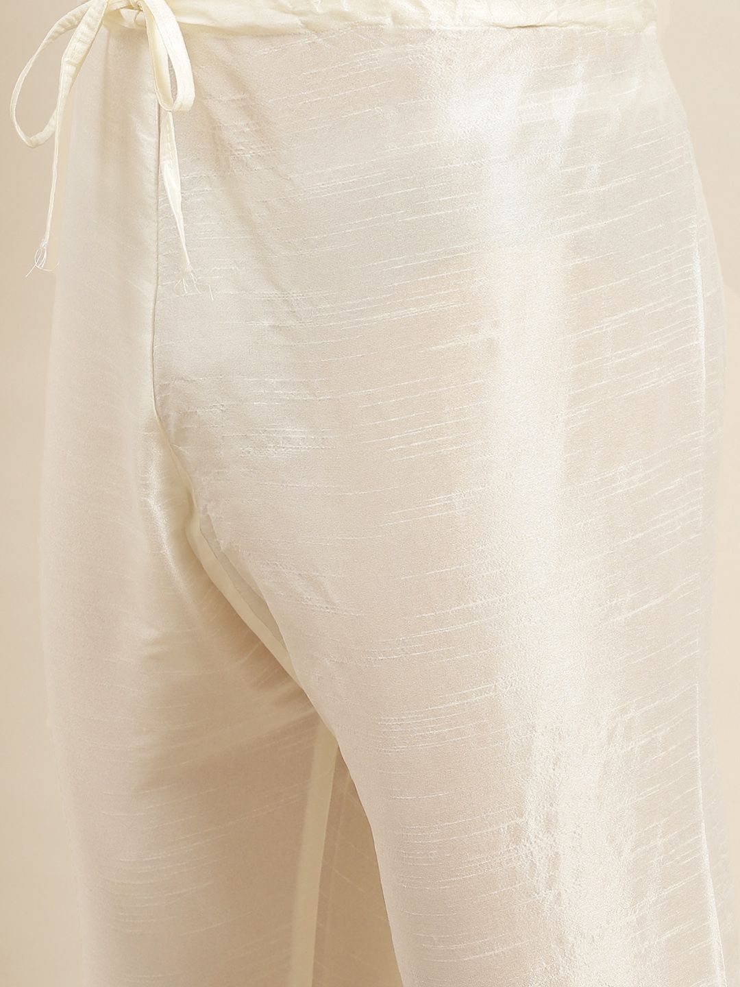 SOJANYA Men White Kurta with Churidar & Nehru Jacket