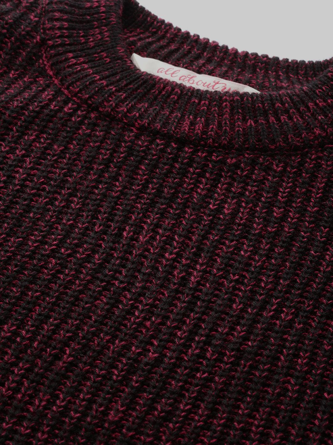 all about you Women Red & Black Woven Design Pullover