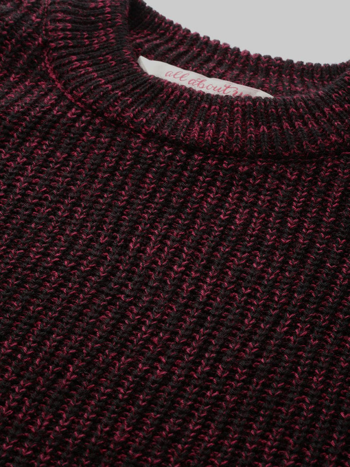 all about you Women Red & Black Woven Design Pullover