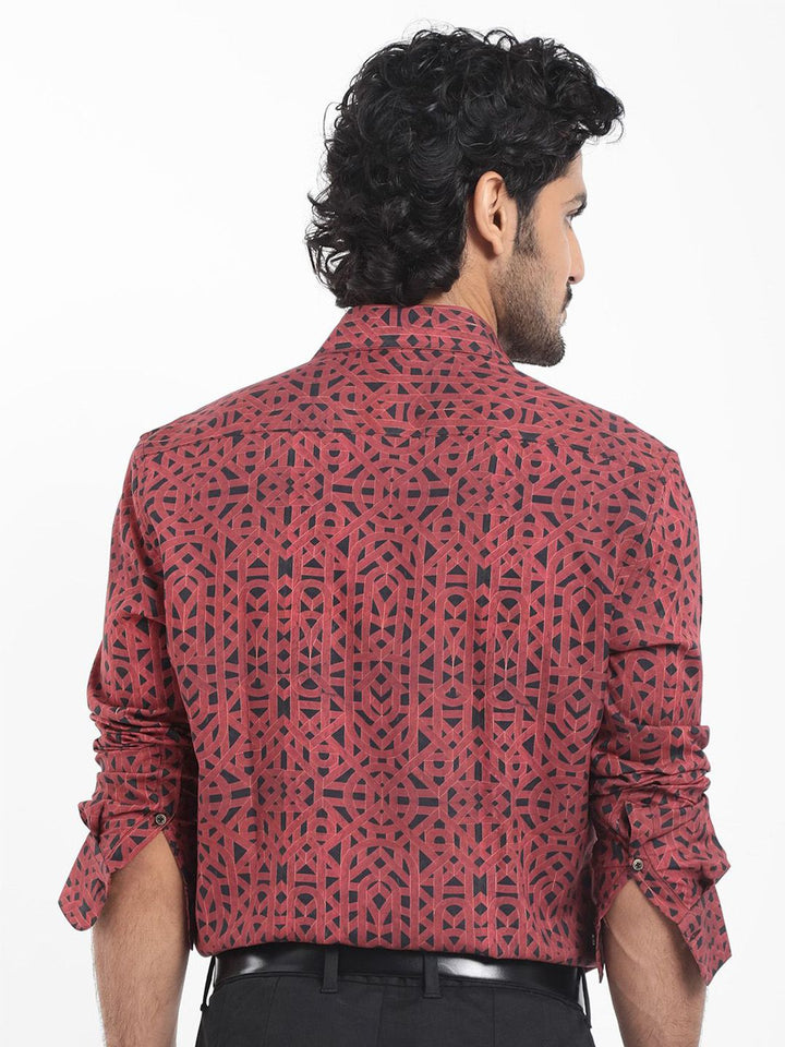 RARE RABBIT Men Betel Regular Fit Geometric Printed Shirt