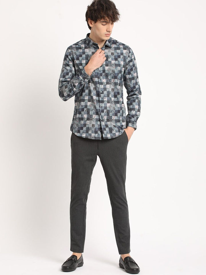 THE BEAR HOUSE Men Abstract Graphic Print Slim Fit Casual Shirt