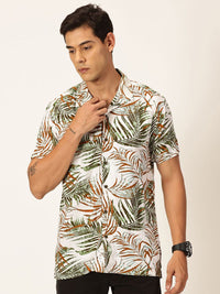 Thomas Scott Spread Collar Short Sleeves Premium Slim Fit Floral Printed Casual Shirt