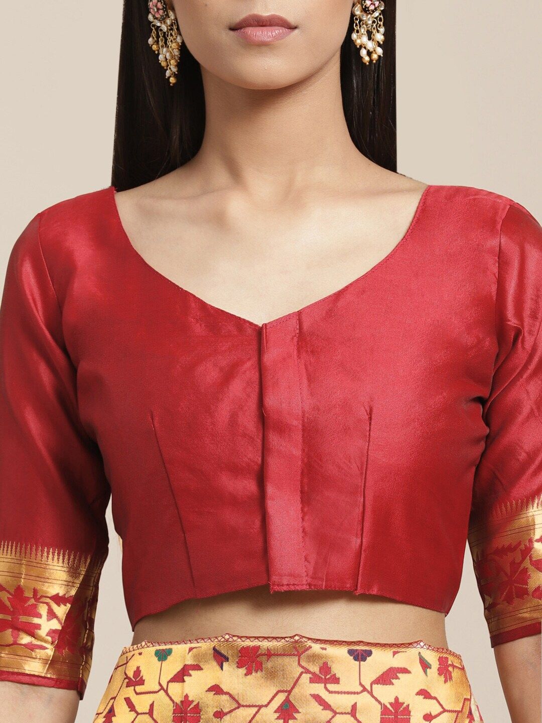 Saree mall Golden & Red Woven Design Banarasi Saree