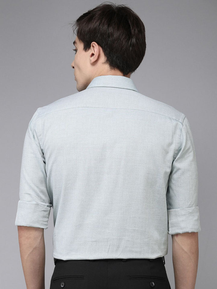 Park Avenue Men Blue Textured Pure Cotton Slim Fit Formal Shirt