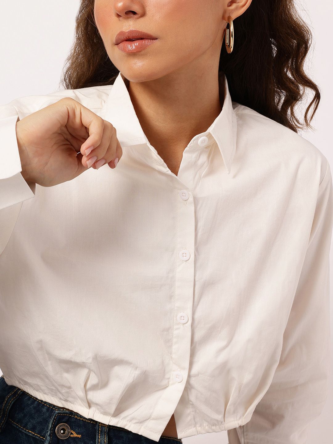 DressBerry Summer Essential Gathered Crop Shirt