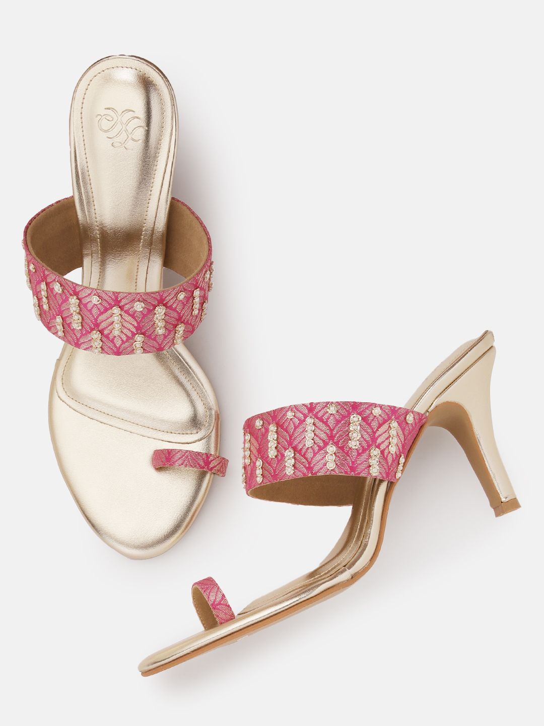 House of Pataudi Woven Design Ethnic One Toe Slim Heels