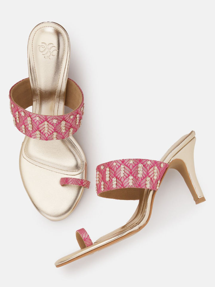House of Pataudi Woven Design Ethnic One Toe Slim Heels