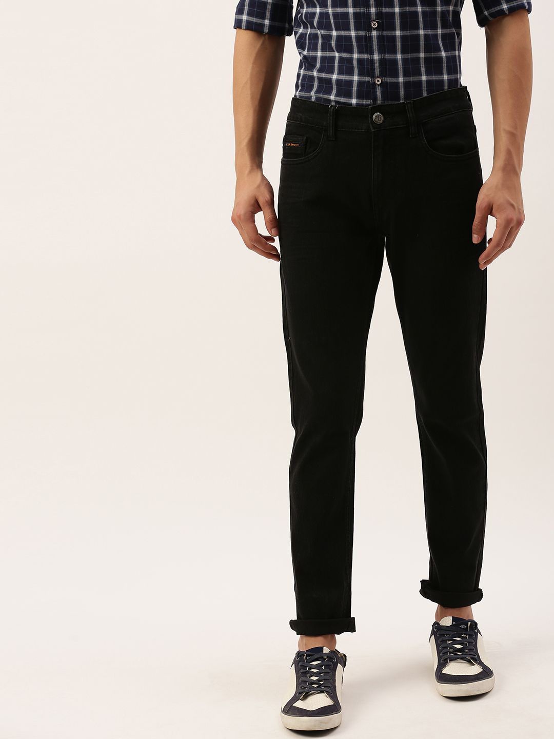 The Indian Garage Co Men Black Slim Fit Mid-Rise Clean Look Jeans