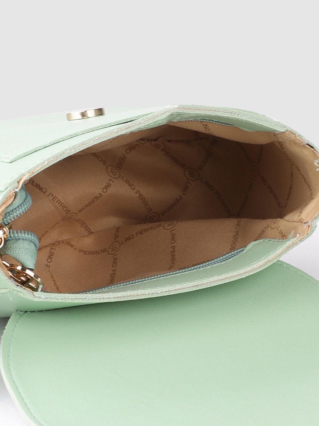 Lino Perros Women Green Solid Sling Bag with Tasselled Detail