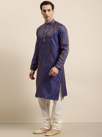 SOJANYA Motif Etnik Rekaan Tenunan Jacquard Silk Kurta Biasa Dengan Churidar