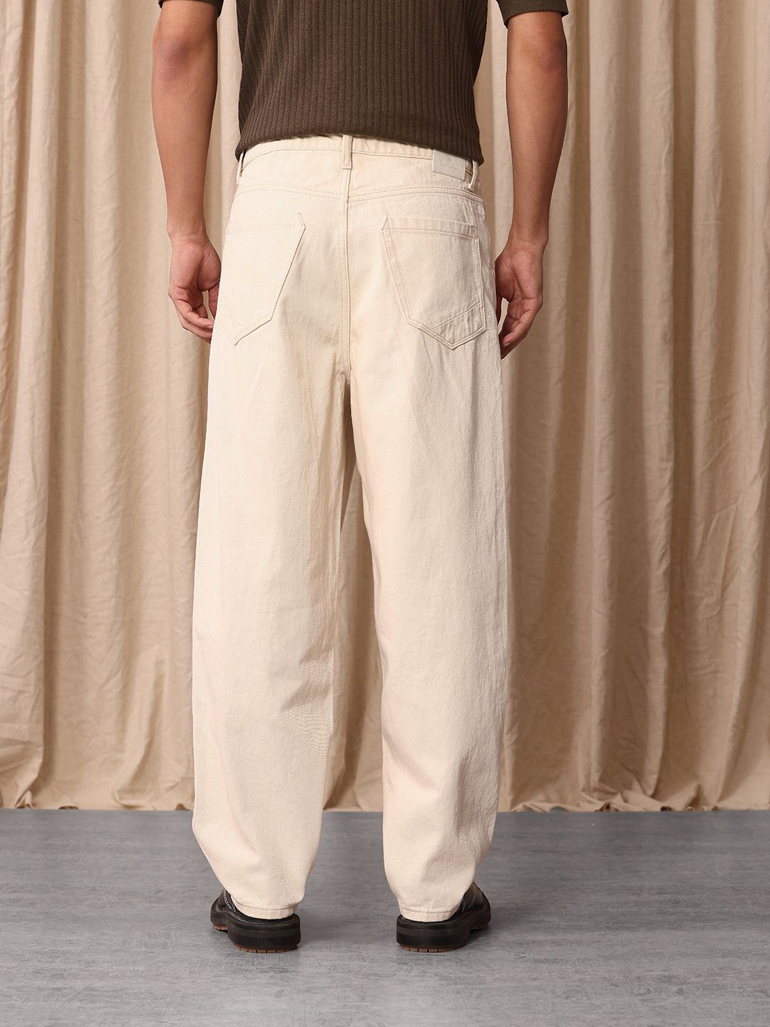 Mr Bowerbird Men Pure Cotton Oversized Jeans With Patch Work Detail
