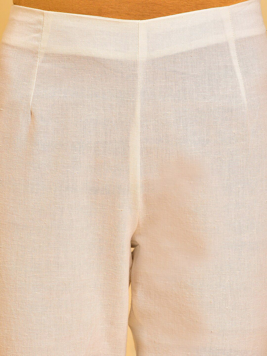 W Women White Slim Fit  Cigarette Trousers