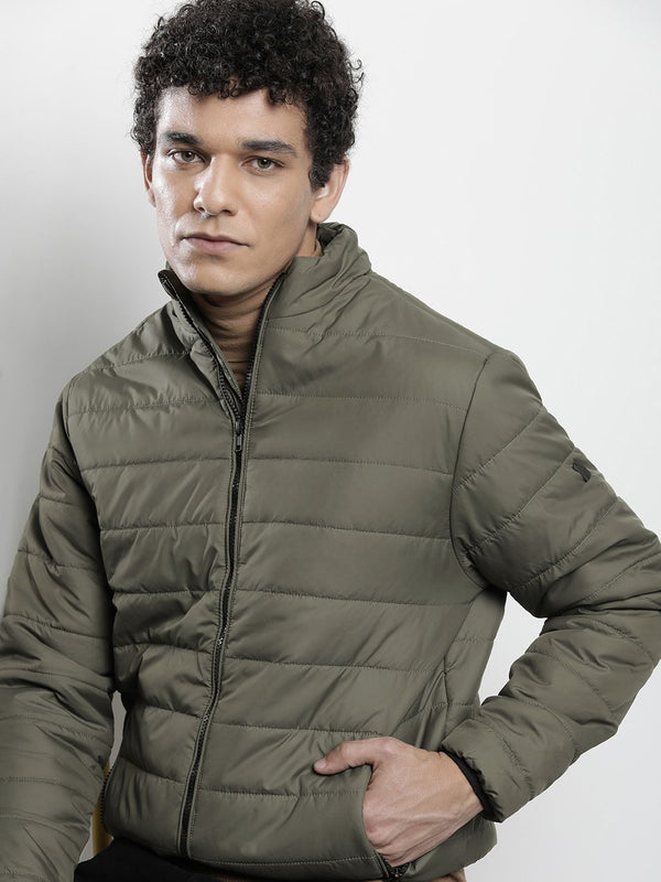 The Indian Garage Co Men Zip-Front Puffer Jacket with Zip Pockets