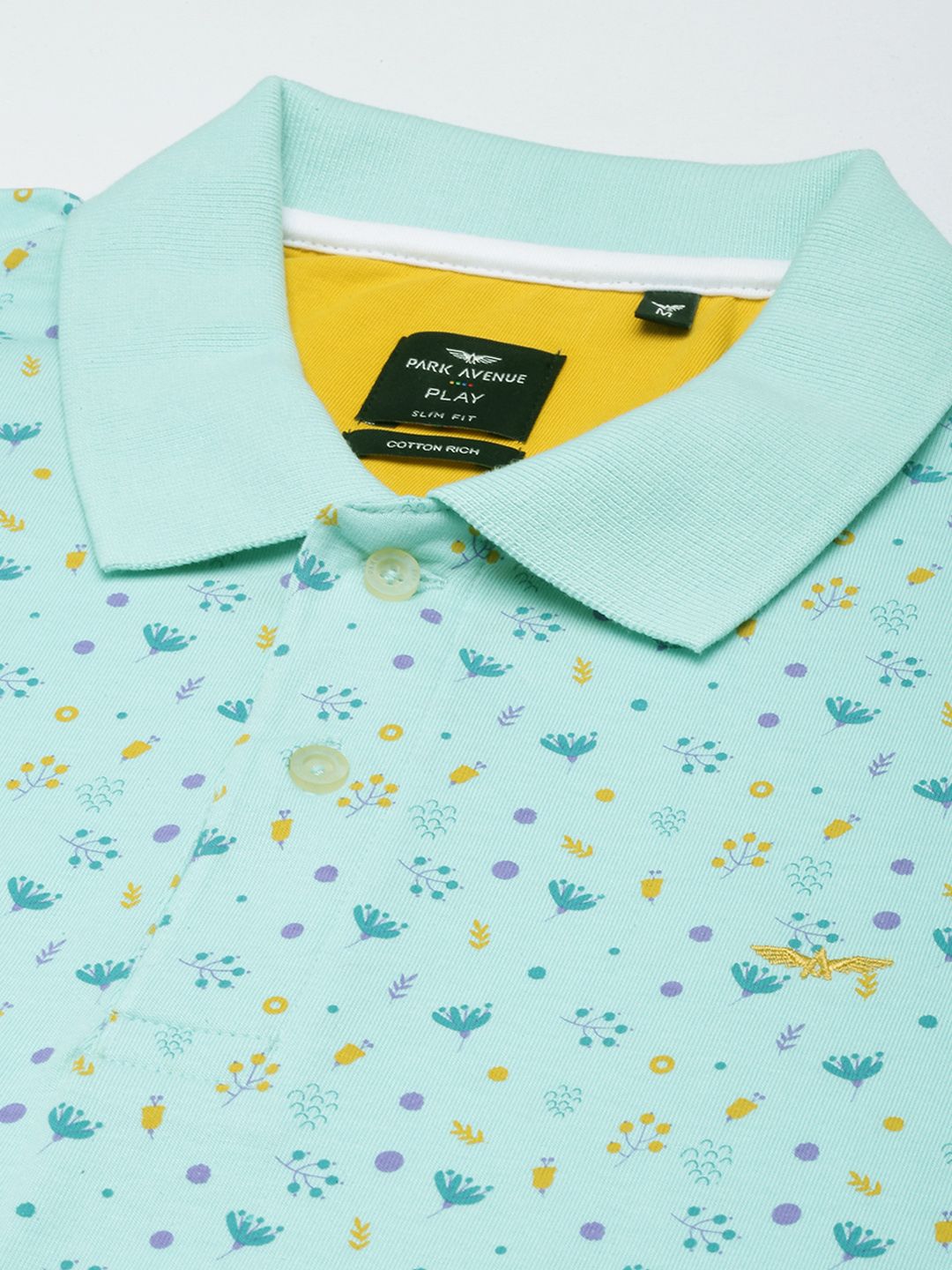 Park Avenue Floral Printed Polo Collar Slim Fit Casual T-shirt