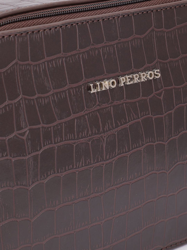 Lino Perros Croc Textured Structured Sling Bag