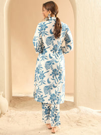 Indo Era Women Floral Printed Regular Kurta with Trousers