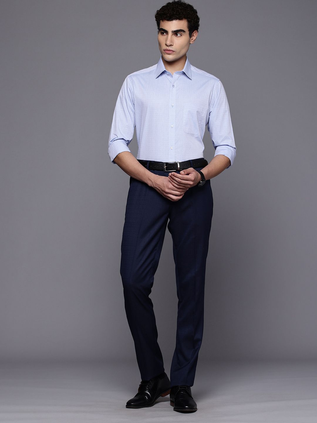 Raymond Slim Fit Textured Pure Cotton Formal Shirt