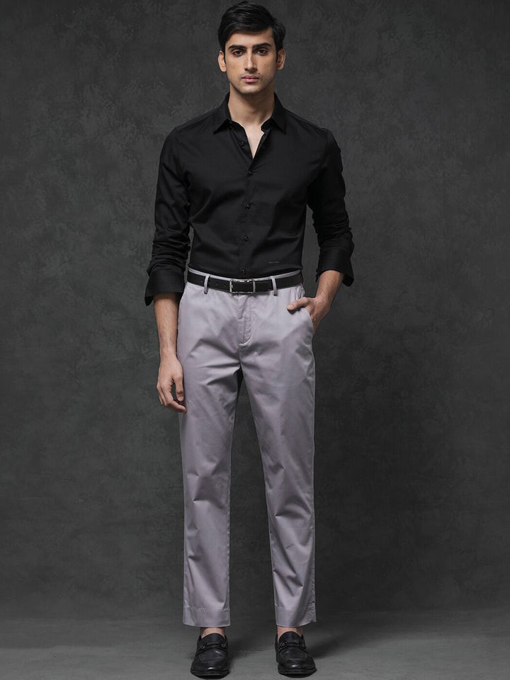 RARE RABBIT Men Comotel Mid-Rise Cotton Regular Fit Trouser