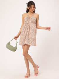 DressBerry Springtime Staple Ruched Seersucker A-Line MIni Dress