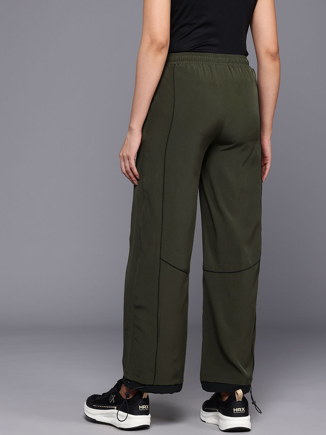 HRX by Hrithik Roshan Women Mid-Rise Lifestyle Track Pants with Toggle Hem