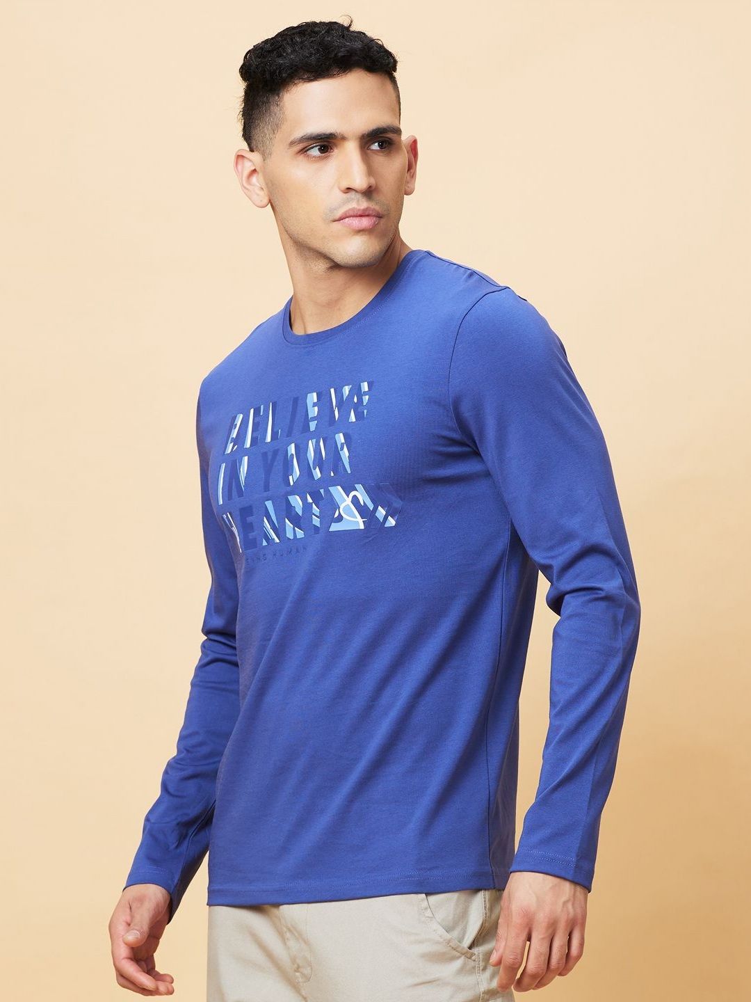 Being Human Men Typography Printed Applique T-shirt