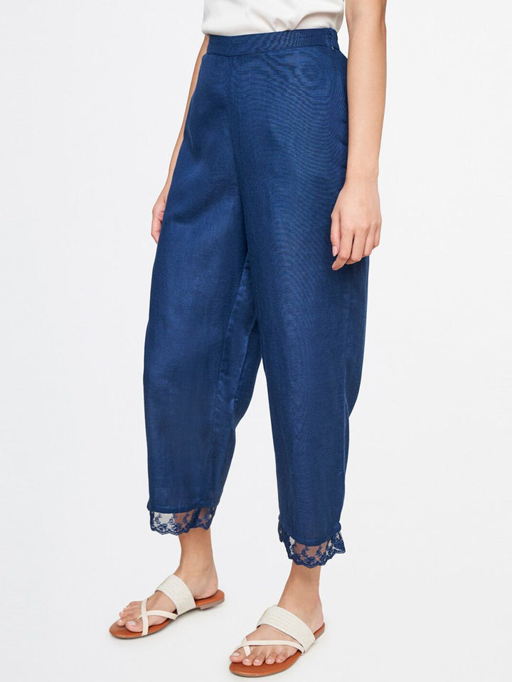 Global Desi Women Blue Straight Fit Culottes Trousers