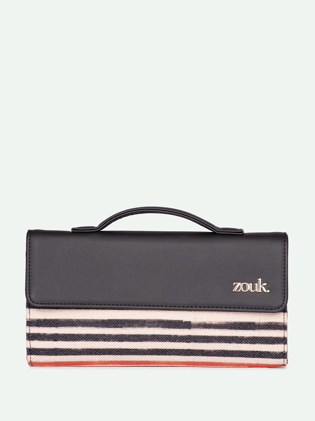 ZOUK Rhea Kapoor Qutub Stripes Textured Water Resistant Jute Envelope Clutch