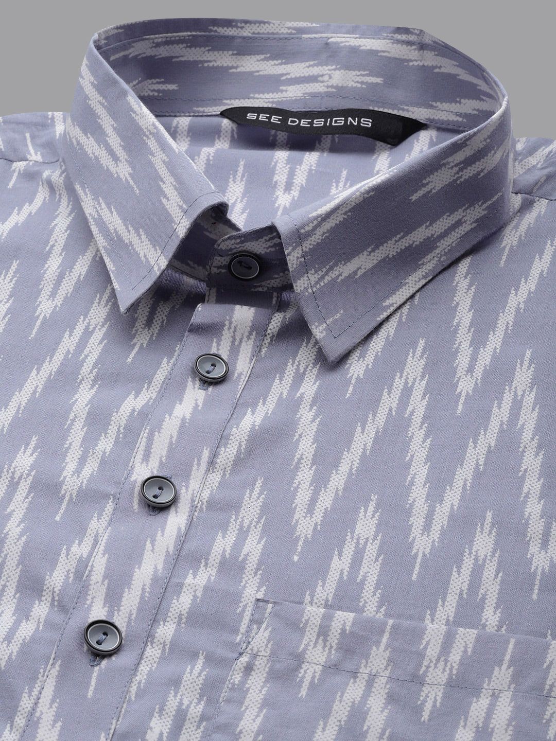 See Designs Geometric Printed Cotton Pathani Kurta
