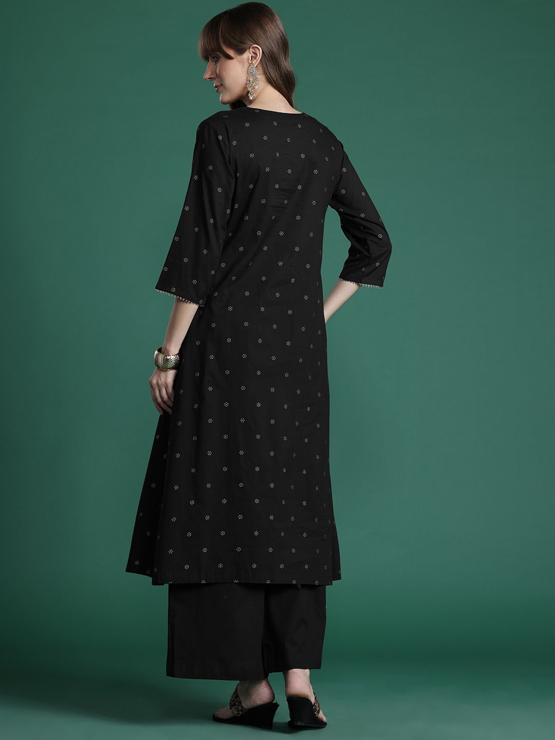 Indo Era Floral Embroidered Empire Thread Work Pure Cotton Kurta with Palazzos