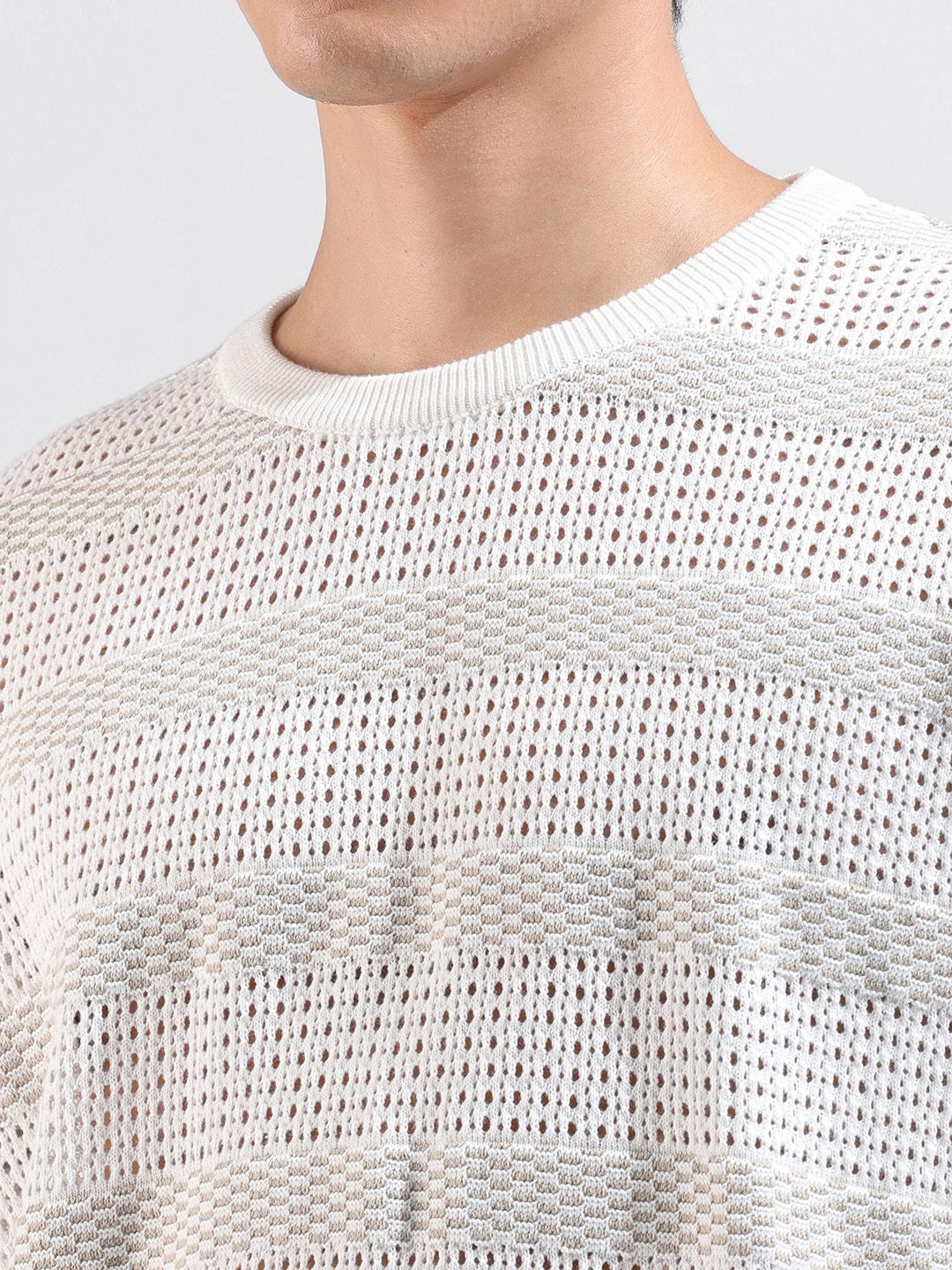 The Indian Garage Co Men Flat Knit Oversized Fit Striped T-Shirt
