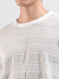 The Indian Garage Co Men Flat Knit Oversized Fit Striped T-Shirt