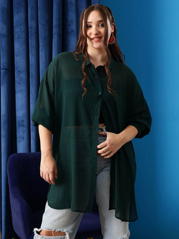 CURVY STREET Comfort Spread Collar Oversized Shirt