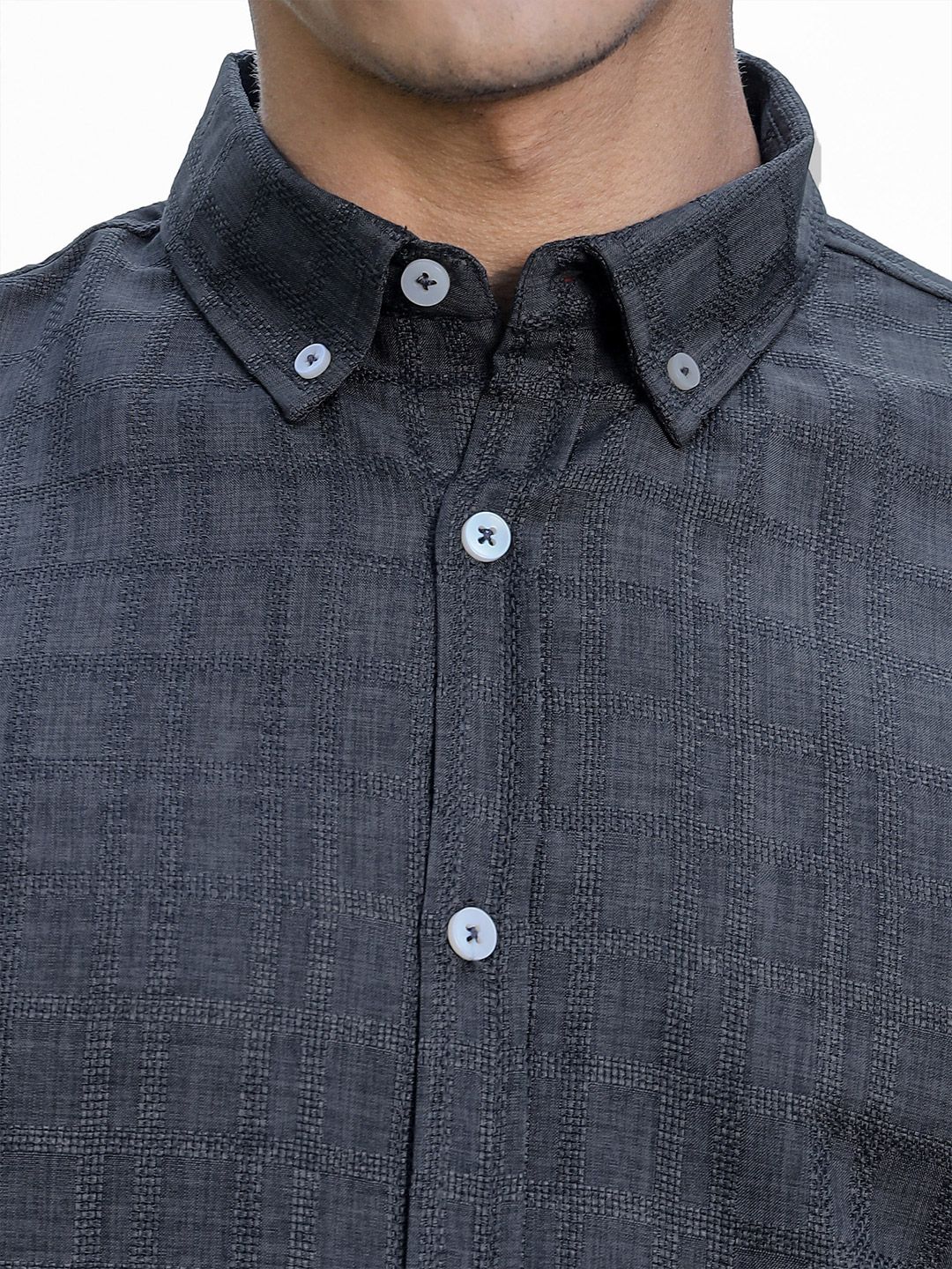 Thomas Scott Men Premium Regular Fit Button-Down Collar Textured Casual Shirt
