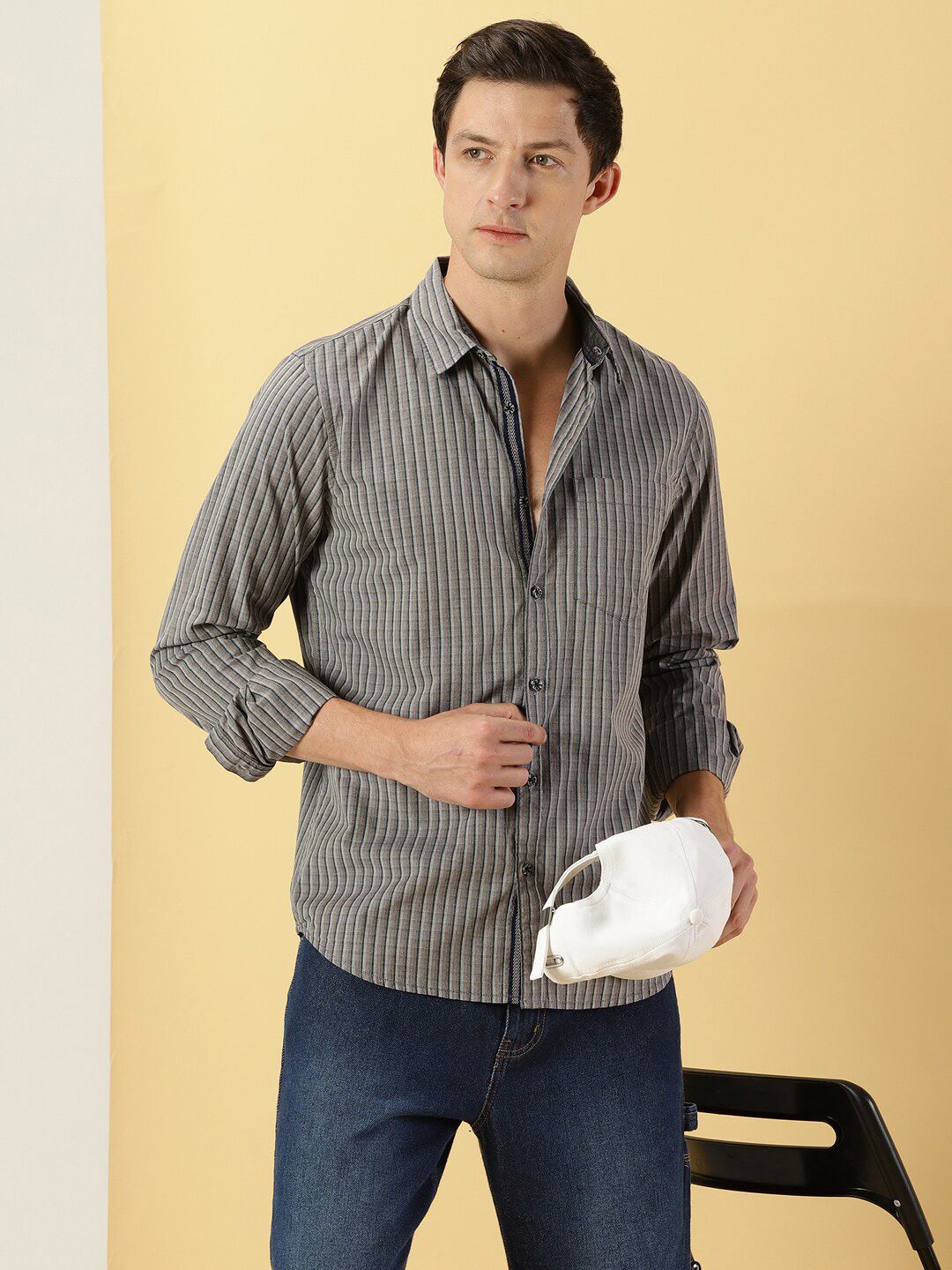 Thomas Scott Classic Slim Fit Vertical Striped Pure Cotton Casual Shirt