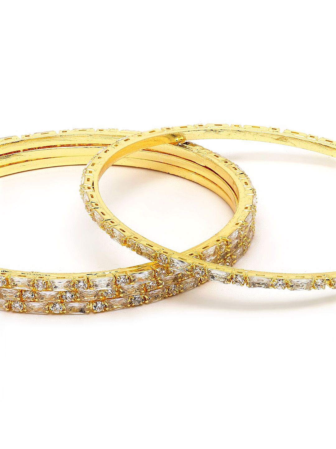 KARATCART Set Of 4 Gold-Plated AD Studded Handcrafted Bangles