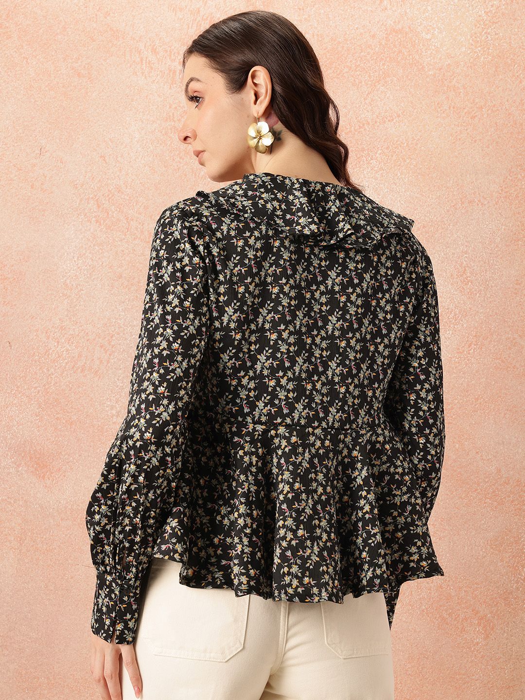 all about you Floral Print Ruffles Empire Crop Top