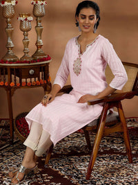 Libas Floral Yoke Design Cotton Straight Kurta