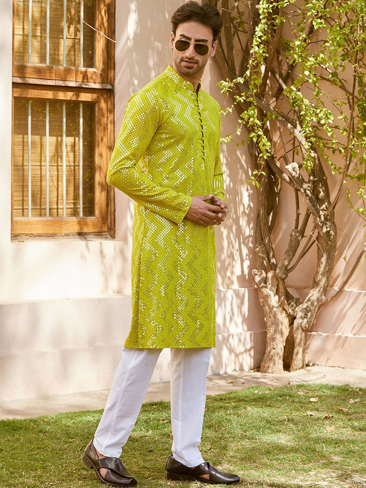 See Designs Embroidered Regular Mirror Work Kurta with Pyjamas