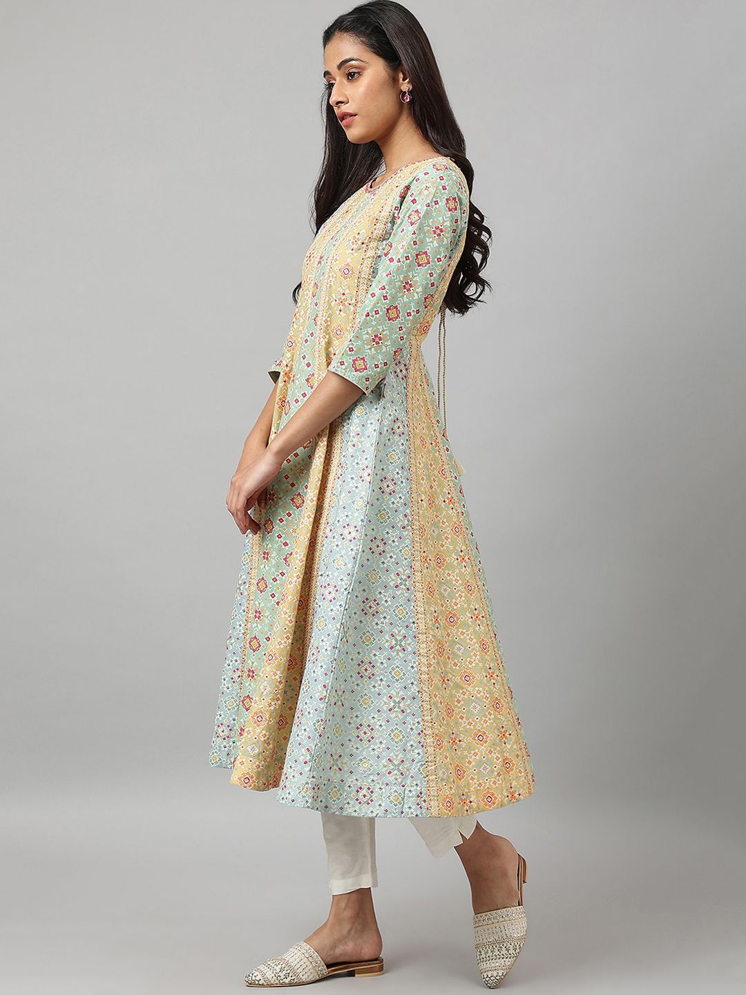 W Ethnic Motifs Printed Pure Cotton A Line Kurta