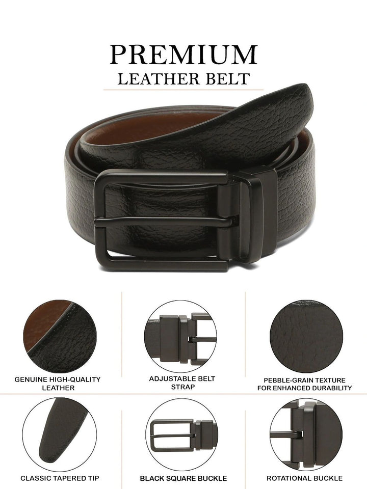 Teakwood Leathers Men Textured Leather Reversible Formal Belt