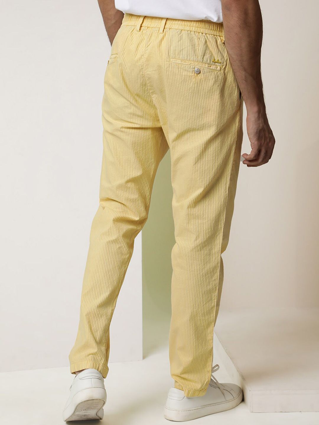 RARE RABBIT Men Monter Drawstring Slim Fit Pure Cotton Trouser