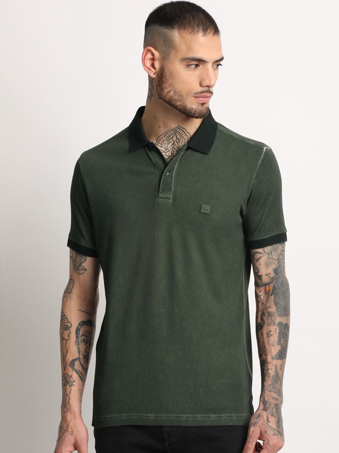THE BEAR HOUSE Polo Collar Slim Fit Pure Cotton T-shirt