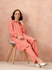 all about you Solid Shirt Collar Co-Ords