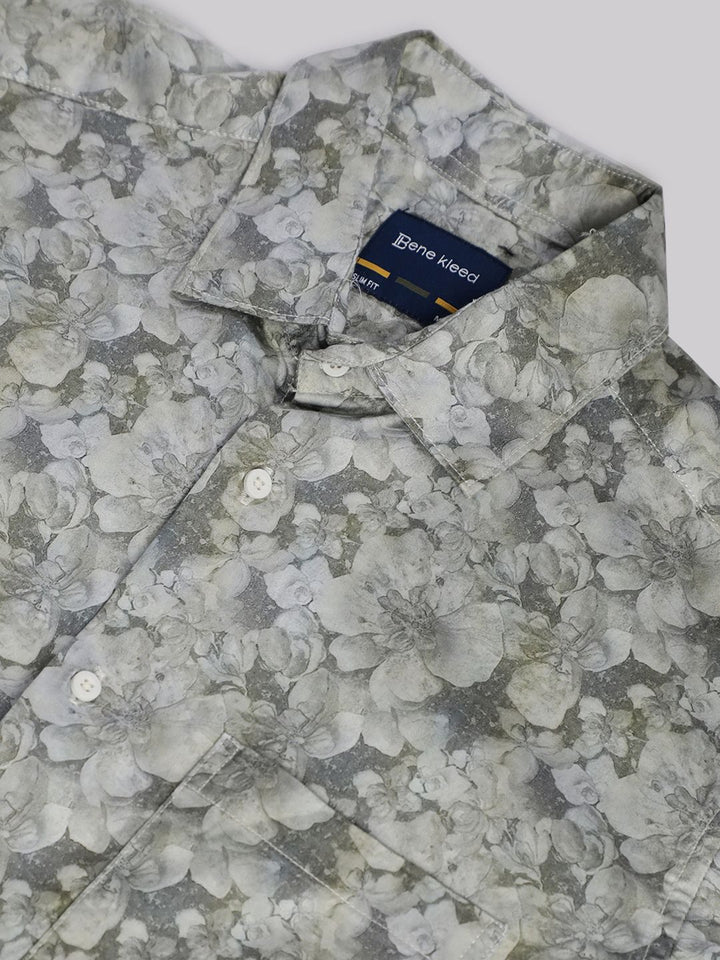 Bene Kleed Slim Fit Floral Printed Cotton Casual Shirt